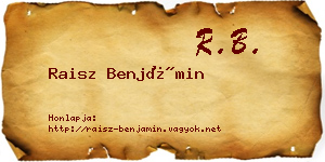 Raisz Benjámin névjegykártya